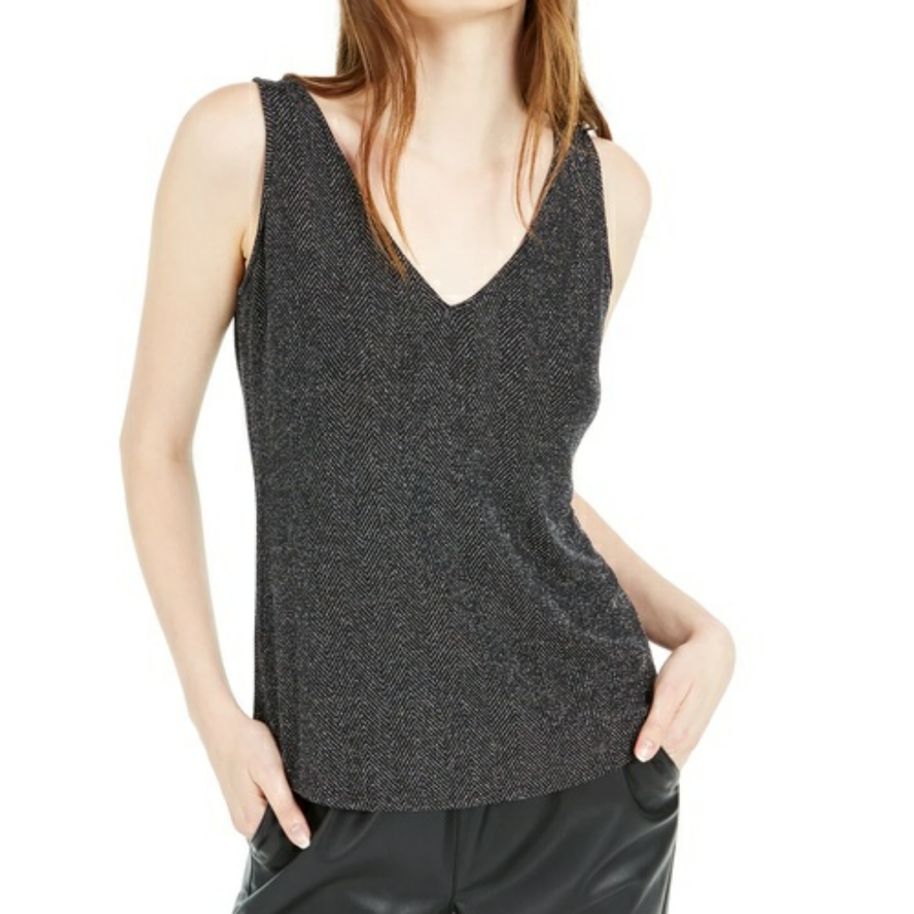 NWOT BAR III Women's  Black Sequined Glitter Sleeveless top Size S